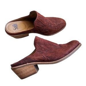 Sofft Ameera Cognac Leather Western Slip On Mules